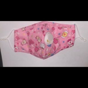 Child’s Pink Cotton Face Mask w/Valve & Filter